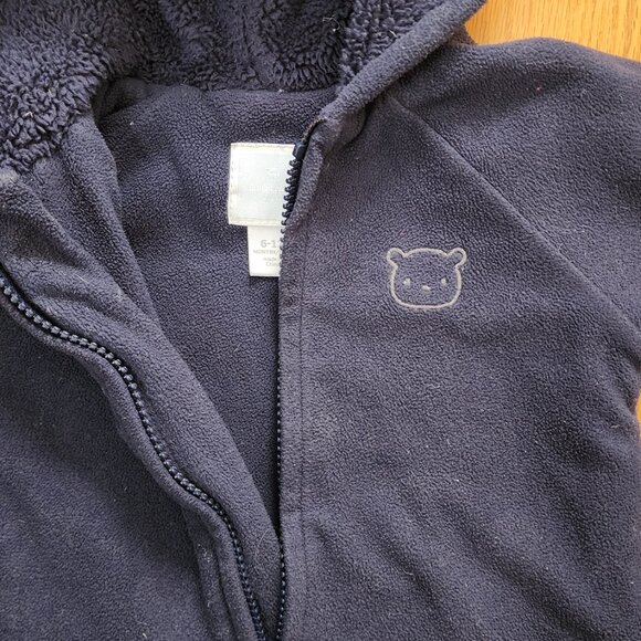 Baby Gap 6-12 Month Navy Fleece Bunting - Picture 3 of 3